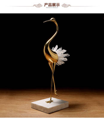 精銅彩銅系列銅配水晶柱對(duì)仙鶴精工藝擺件★現(xiàn)代家居時(shí)尚開業(yè)搬家裝飾工藝品