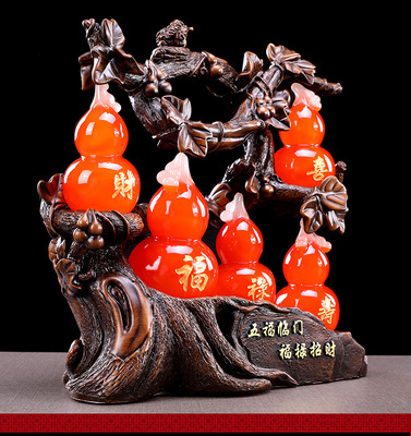 湯河店樹脂仿玉工藝品 招財葫蘆擺件，點綴家居新風尚